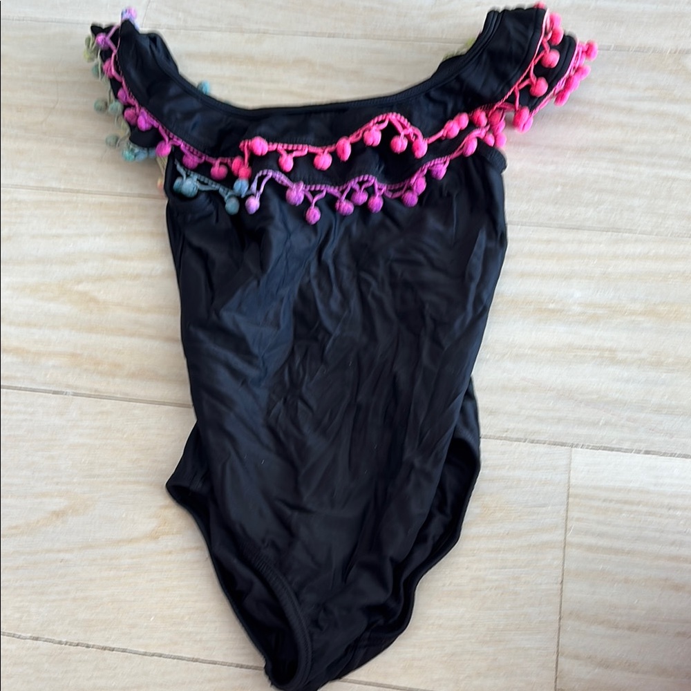 PILYQ Bathing Suit w/ Pompoms Size 6 - name on the tag written in sharpie